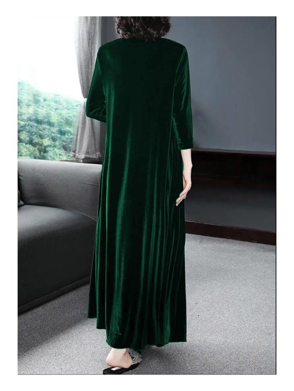 Velvet Dress for Women Casual Crewneck Shirt Dresses Elegant Cocktail Long